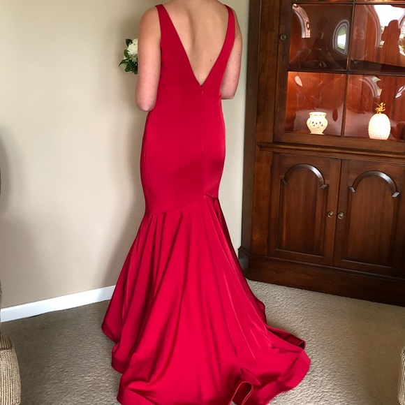 Jovani Prom Dress- Red V-Neck - Picture 3 of 3